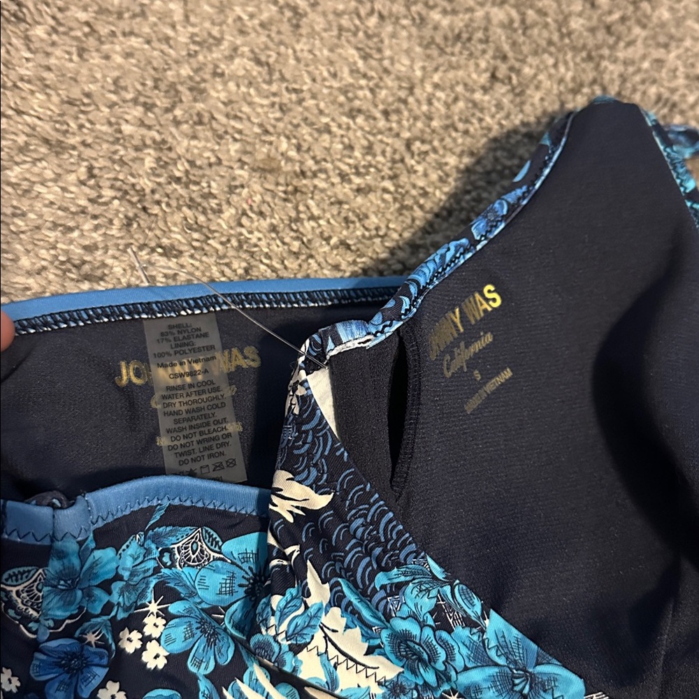 Johnny Was Blue Phoenix Halter Bikini Top and High Waist Bottom small - Picture 6 of 6
